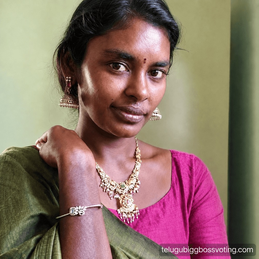 Illustrated portrait of Rajakumari Dayana in a green saree and gold necklace